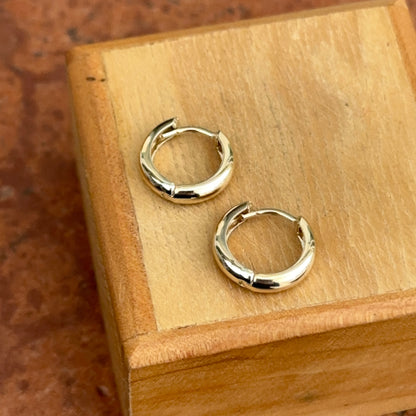 14KT Yellow Gold Polished 3mm Hinged Huggie Hoop Earrings 12mm