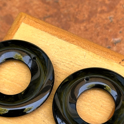 Estate Round Black Onyx Donut Earring Charms 29mm