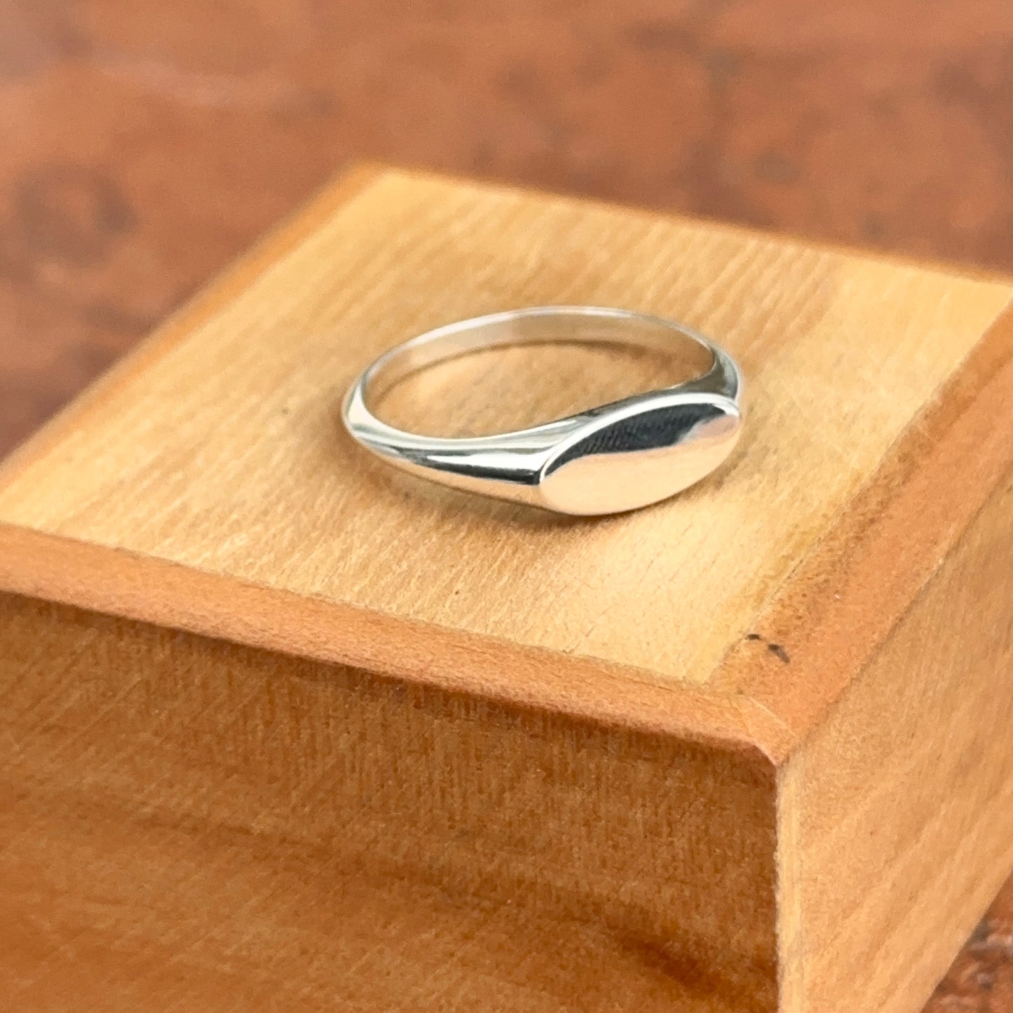 Sterling Silver Elongated Oval Signet Ring