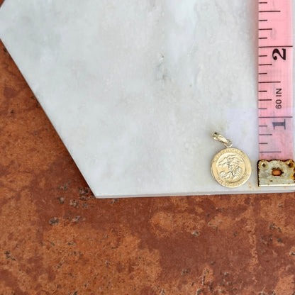 10KT Yellow Gold Round St.Michael Medal Pendant Charm 14.87mm