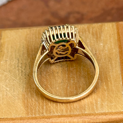 Estate 14KT Yellow Gold Emerald-Cut Emerald + Baguette Diamond Ballerina Ring