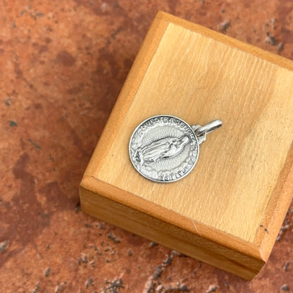 Sterling Silver Our Lady of Guadalupe Matte Medal Pendant 16mm