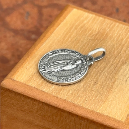 Sterling Silver Our Lady of Guadalupe Matte Medal Pendant 16mm