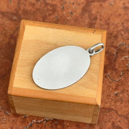 Sterling Silver Our Lady of Guadalupe Matte Oval Medal Pendant 33mm