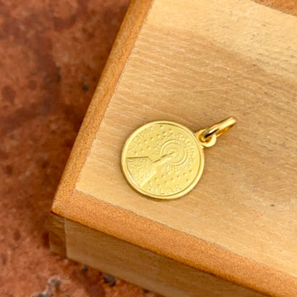 18KT Yellow Gold Matte Our Lady of Pillar Medal Pendant 12mm