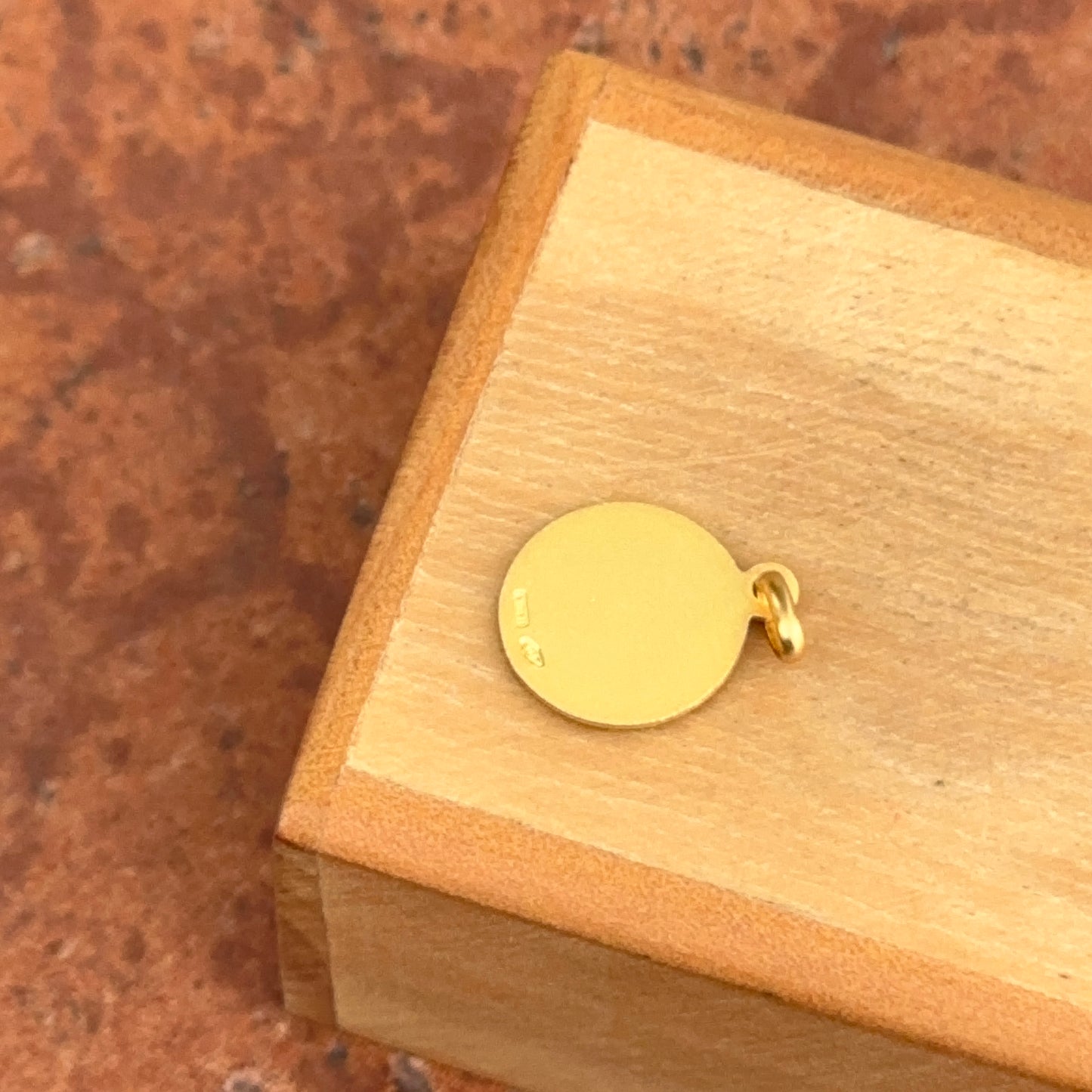 18KT Yellow Gold Matte Our Lady of Pillar Medal Pendant 12mm