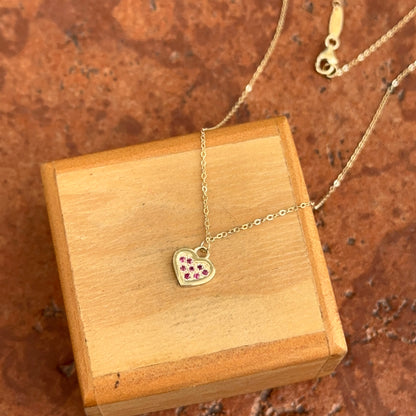 14KT Yellow Gold Ruby Mini Heart Pendant Necklace