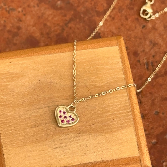 14KT Yellow Gold Ruby Mini Heart Pendant Necklace