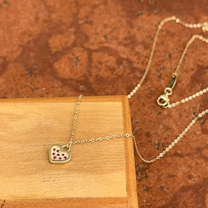 14KT Yellow Gold Ruby Mini Heart Pendant Necklace
