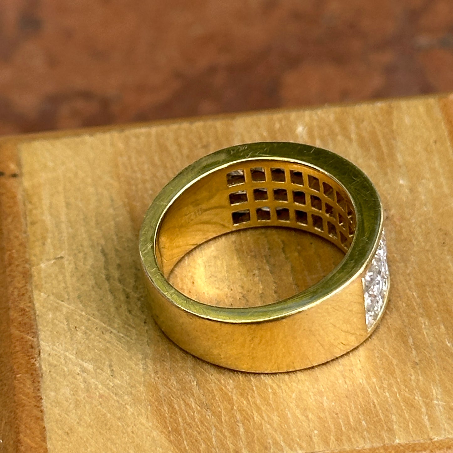 Estate 18KT Yellow Gold 3-Row 2.27 CT Princess-Cut Diamond Ring