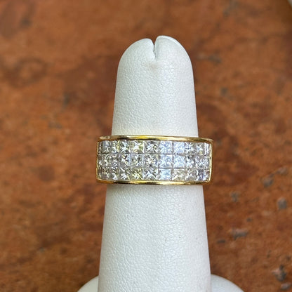 Estate 18KT Yellow Gold 3-Row 2.27 CT Princess-Cut Diamond Ring