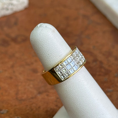 Estate 18KT Yellow Gold 3-Row 2.27 CT Princess-Cut Diamond Ring