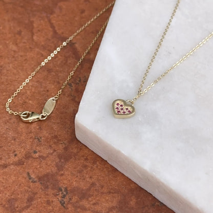 14KT Yellow Gold Ruby Mini Heart Pendant Necklace