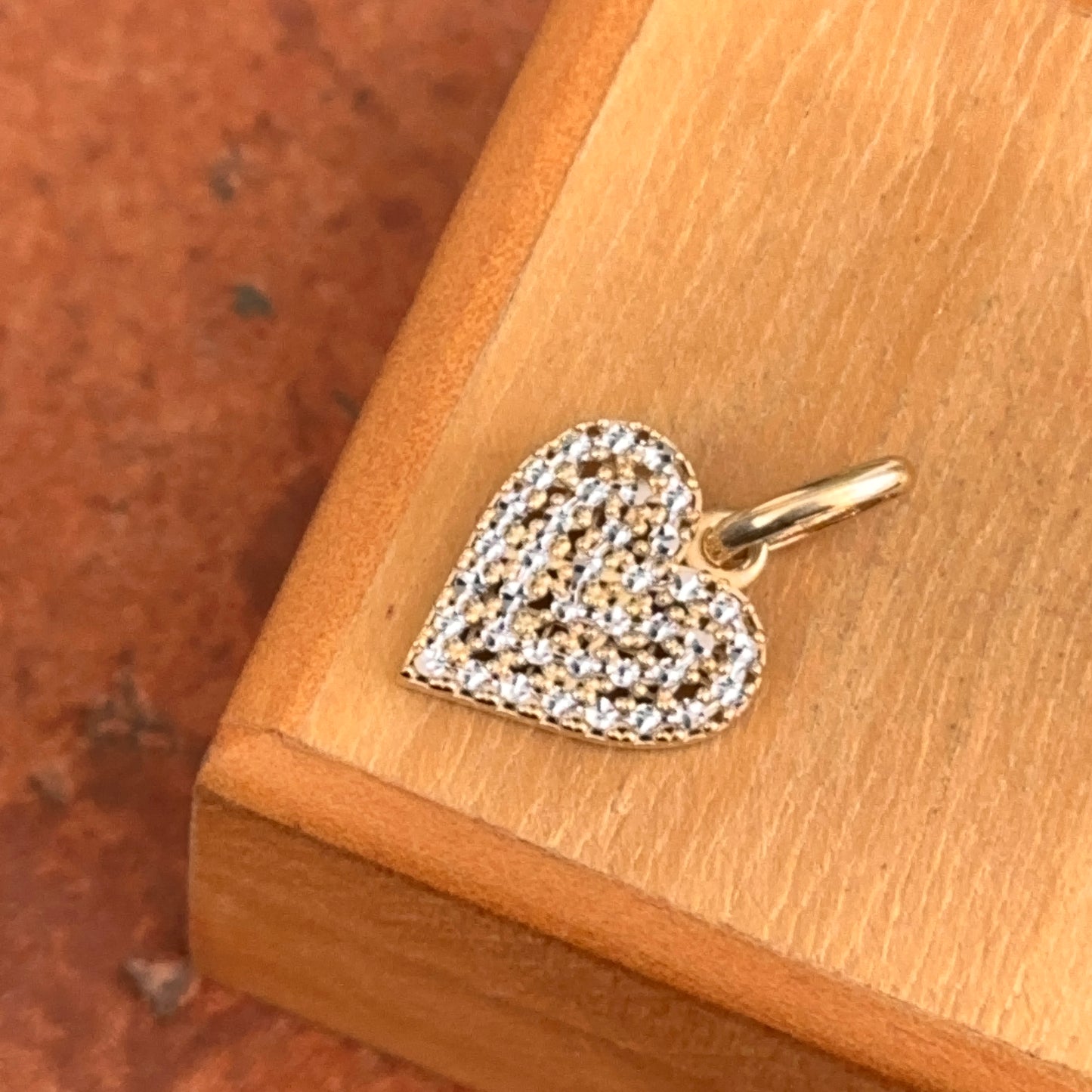 14KT Yellow Gold Diamond-Cut Detailed Heart Pendant