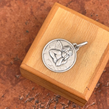Sterling Silver Raphael Baby Angel Medal Pendant 21mm