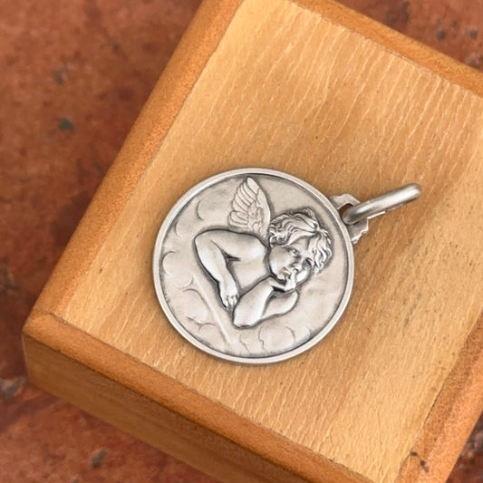Sterling Silver Raphael Baby Angel Medal Pendant 21mm