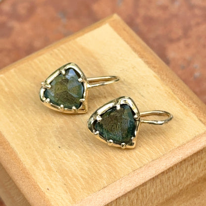 Estate 14KT Yellow Gold Labradorite Ear Wire Drop Earrings