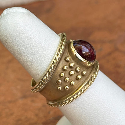 Estate 14KT Yellow Gold Cabochon Spinel Byzantine Band Ring
