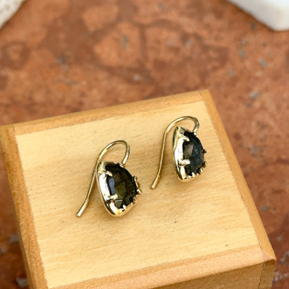 Estate 14KT Yellow Gold Labradorite Ear Wire Drop Earrings