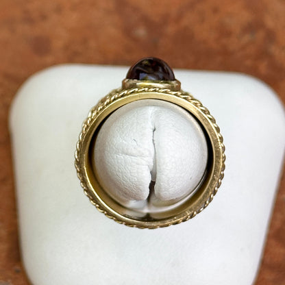 Estate 14KT Yellow Gold Cabochon Spinel Byzantine Band Ring