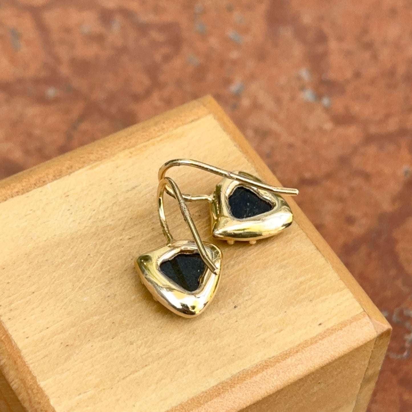 Estate 14KT Yellow Gold Labradorite Ear Wire Drop Earrings