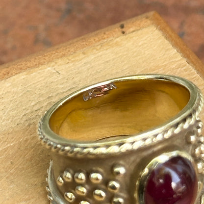 Estate 14KT Yellow Gold Cabochon Spinel Byzantine Band Ring