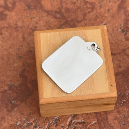 Sterling Silver Antiqued St.Christopher Rectangle Medal Charm Pendant 31mm