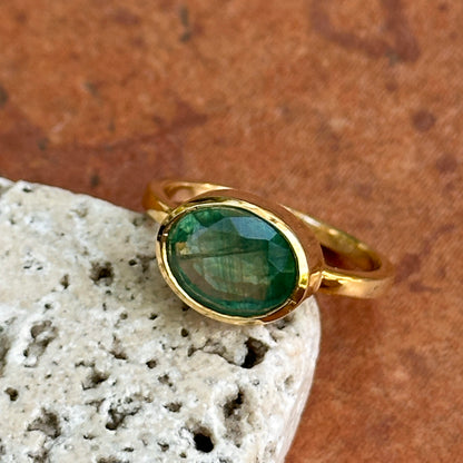 14KT Yellow Gold Oval 2.15 CT Emerald East-West Ring
