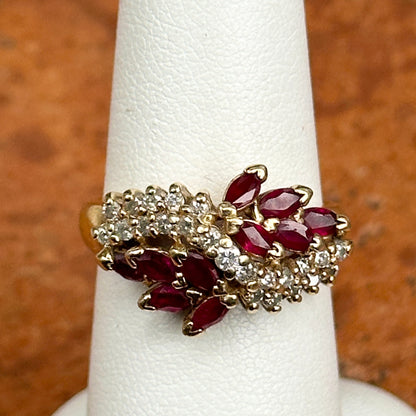 Esare 14KT Yellow Gold Marquise Red Ruby + Diamond Ring