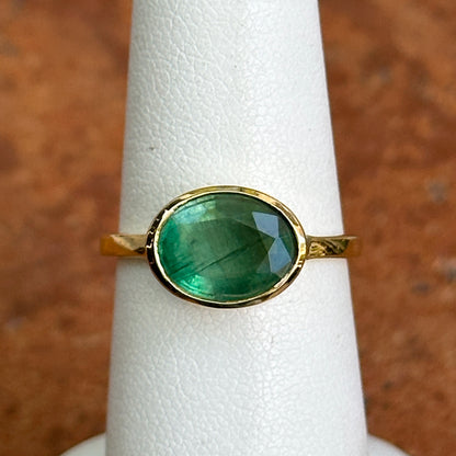 14KT Yellow Gold Oval 2.15 CT Emerald East-West Ring