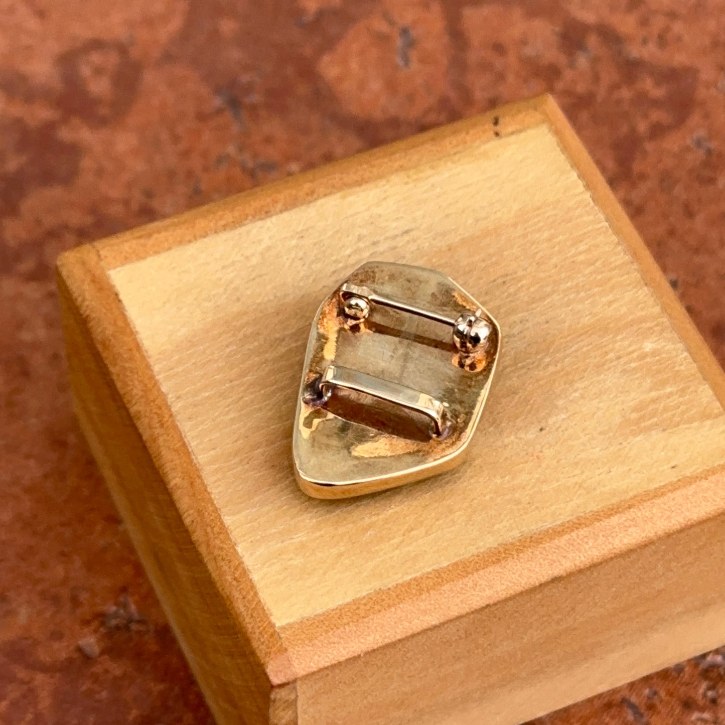 Estate 14KT Yellow Gold Blue Lapis Geometric Bezel Pendant/Brooch Pin Slide