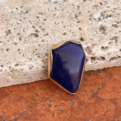 Estate 14KT Yellow Gold Blue Lapis Geometric Bezel Pendant/Brooch Pin Slide