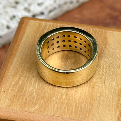 Estate 18KT Yellow Gold 3-Row Princess-Cut Invisible Set Band Ring