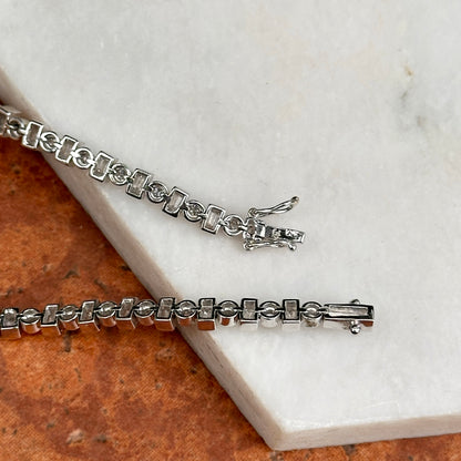 Estate 18KT White Gold Round and Baguette Diamond Bracelet