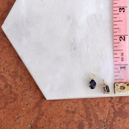 14KT Yellow Gold Genuine Iolite Faceted Oval Earring Charms