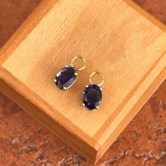 14KT Yellow Gold Genuine Iolite Faceted Oval Earring Charms