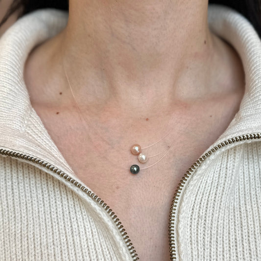 Estate Peter Brams 14KT Yellow Gold Cultured Pearls 3-Strand Fish Wire Necklace