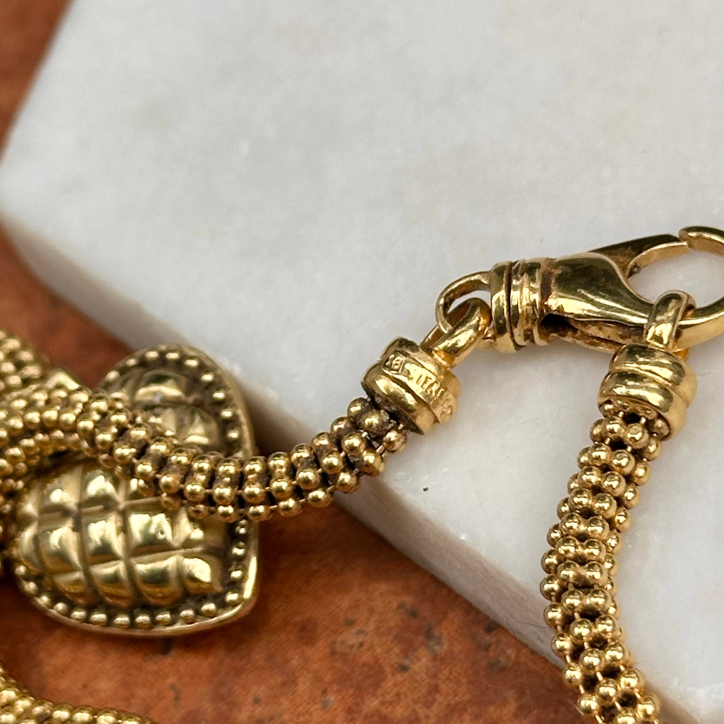 18KT Yellow Gold Puffed Heart Diamond Pendant Enhancer Necklace