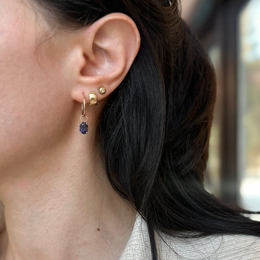 14KT Yellow Gold Genuine Iolite Faceted Oval Earring Charms