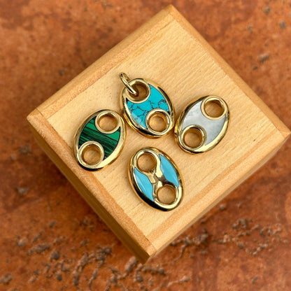 14KT Yellow Gold Turquoise Mariner Link Pendant Charm