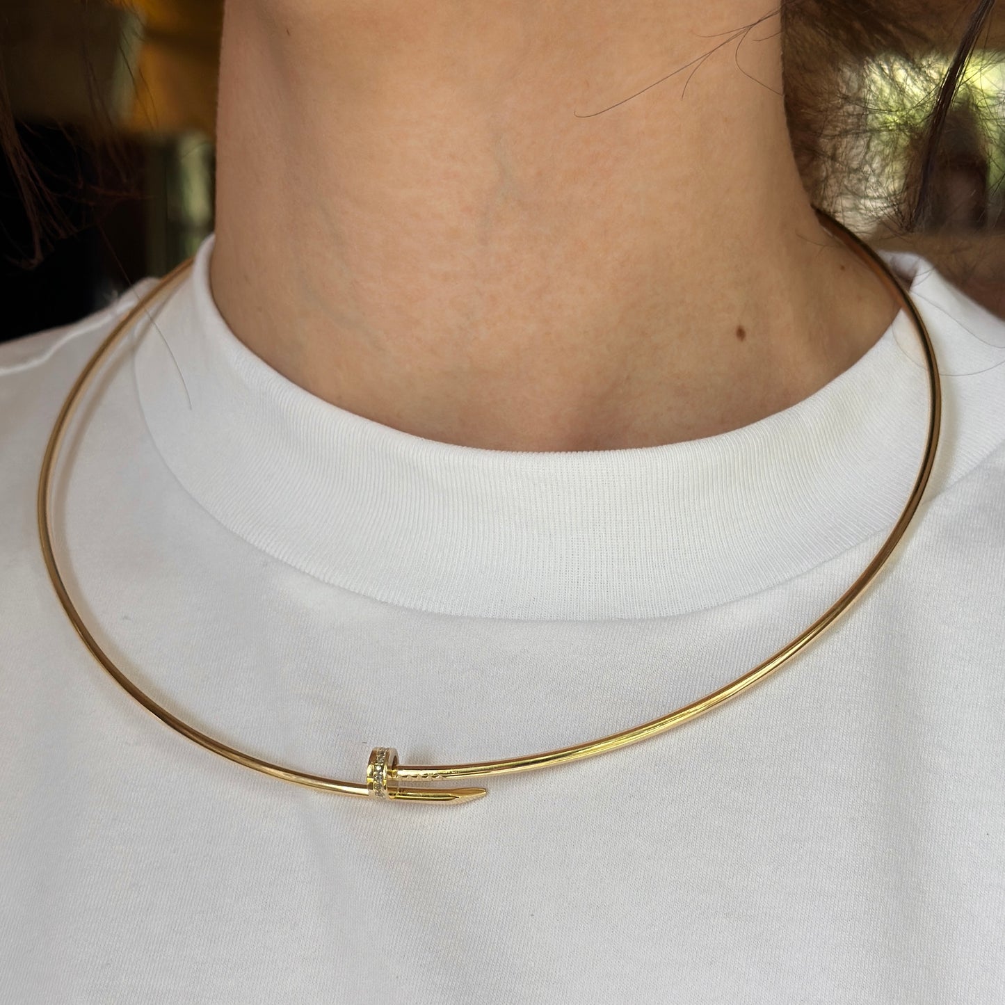 Estate 14KT Yellow Gold Nail Head Collar Necklace 19"