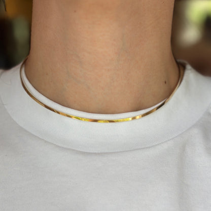 Estate 14KT Yellow Gold Flat Squared Collar Necklace