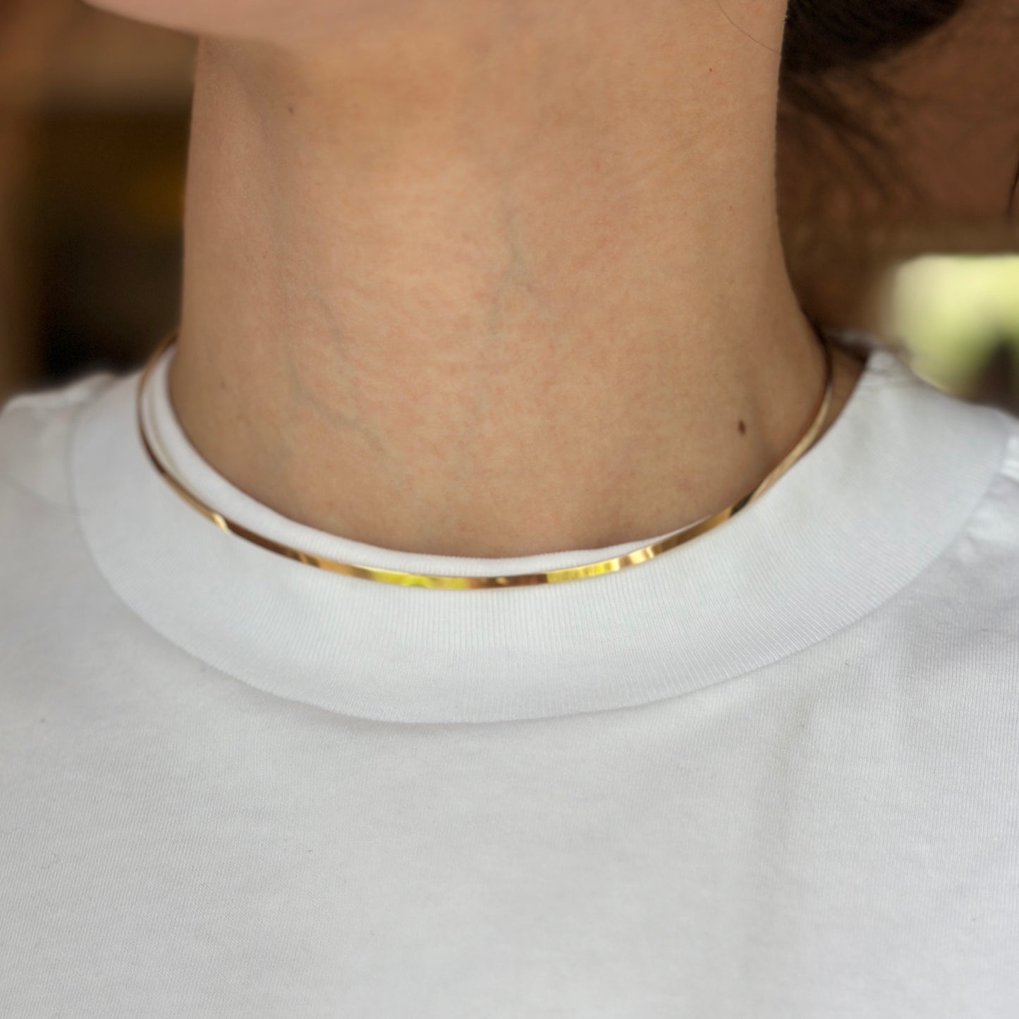 Estate 14KT Yellow Gold Flat Squared Collar Necklace