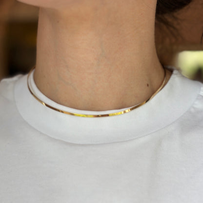 Estate 14KT Yellow Gold Flat Squared Collar Necklace