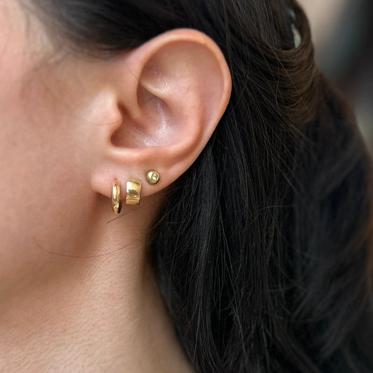 14KT Yellow Gold Polished 3mm Hinged Huggie Hoop Earrings 12mm