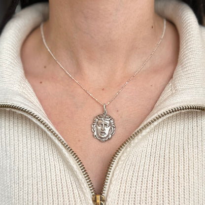 Sterling Silver Medusa Head Pendant