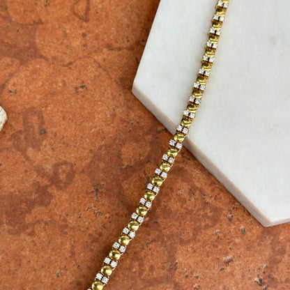 Estate 18KT Yellow Gold Round Diamond Circle Link Bracelet