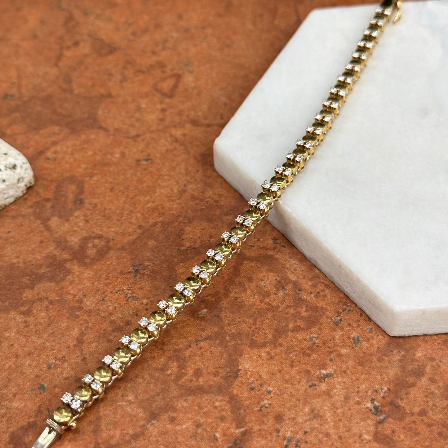 Estate 18KT Yellow Gold Round Diamond Circle Link Bracelet