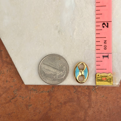 14KT Yellow Gold Turquoise Mariner Link Pendant Charm