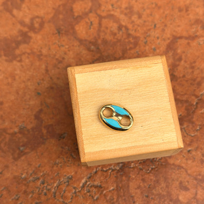 14KT Yellow Gold Turquoise Mariner Link Pendant Charm